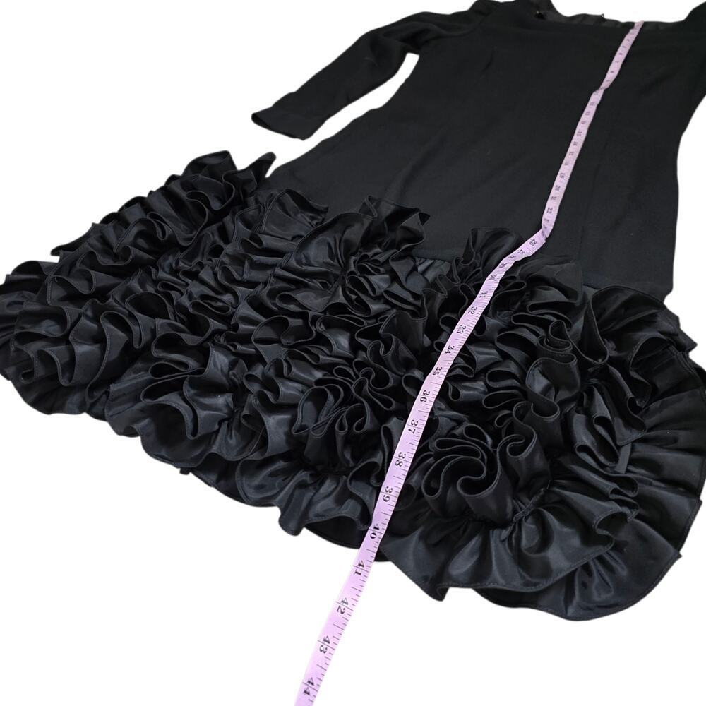 Vintage Victor Costa Neiman Marcus Black Ruffle Hem Cocktail Dress 8 - Picture 11 of 11